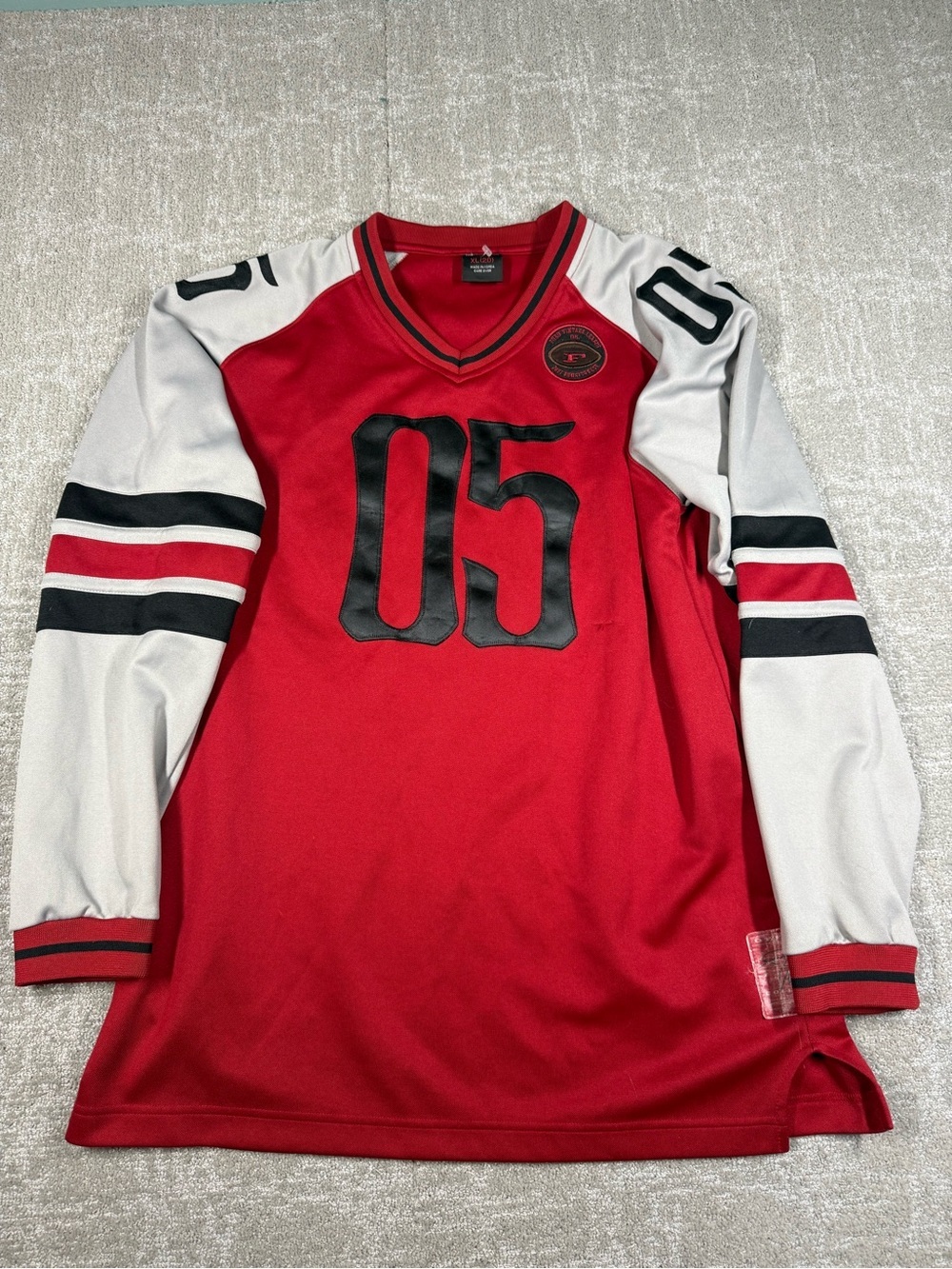 Vintage Y2K FUBU Long Sleeve Red Gray Jersey Made in Korea Size XL
